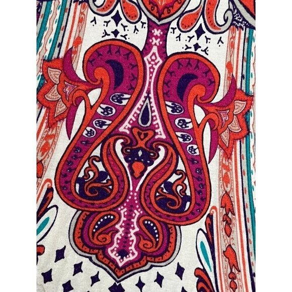 Chicos Top Women L Pink Floral Pullover Paisley Tie Waist Summer Feminine Retro - Picture 6 of 14